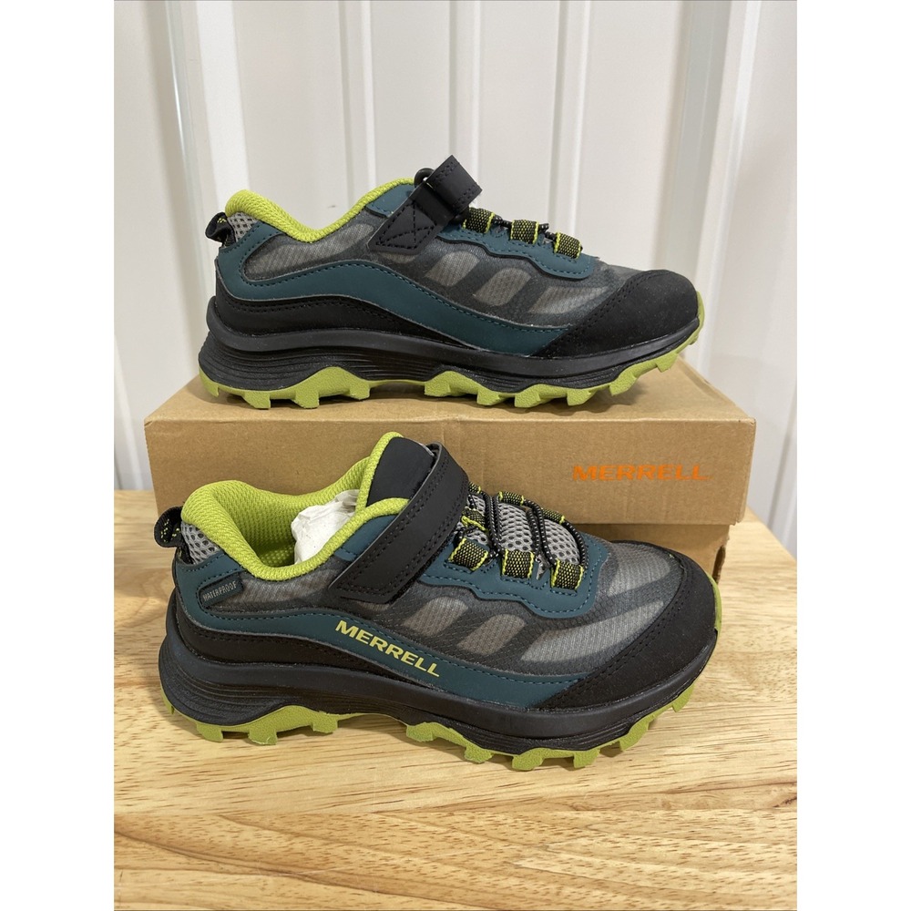 Merrell Kids Hiking Shoes Black Blue MK267111 Low Top Size 1 Trail Waterproof